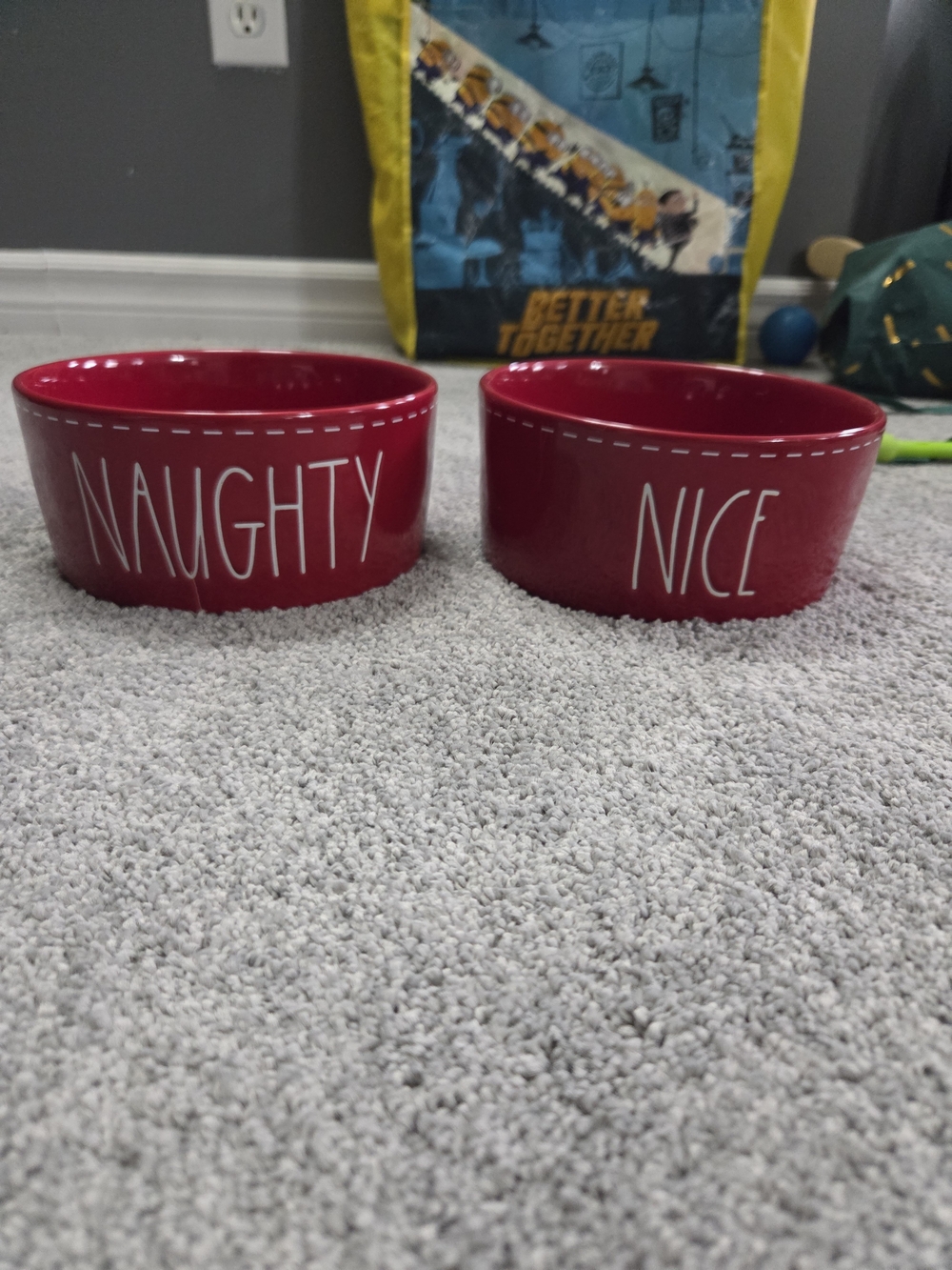 Rae Dunn Naughty & Nice Pet Bowls - Red